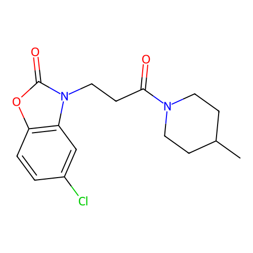 5-chloro-3-(3-(4-methylpiperidin-1-yl)-3-oxopropyl)benzo[d]oxazol-2(3H)-one structure