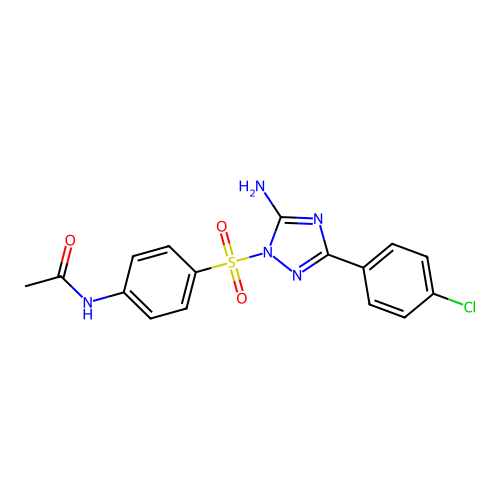 N-(4-((5-amino-3-(4-chlorophenyl)-1H-1,2,4-triazol-1-yl)sulfonyl)phenyl)acetamide structure