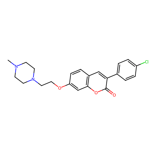 3-(4-chlorophenyl)-7-(2-(4-methylpiperazin-1-yl)ethoxy)-2H-chromen-2-one structure