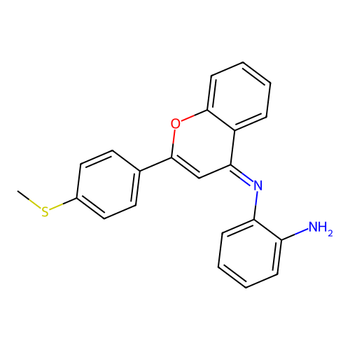 (E)-N1-(2-(4-(methylthio)phenyl)-4H-chromen-4-ylidene)benzene-1,2-diamine structure