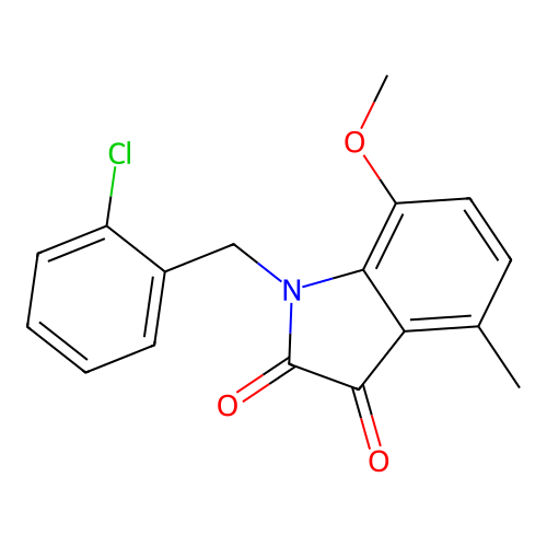 1-(2-chlorobenzyl)-7-methoxy-4-methyl-1H-indole-2,3-dione structure