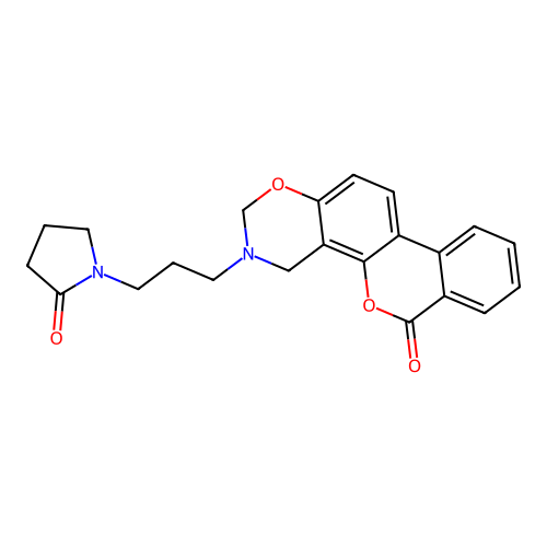 3-(3-(2-oxopyrrolidin-1-yl)propyl)-3,4-dihydrobenzo[3,4]chromeno[8,7-e][1,3]oxazin-6(2H)-one structure