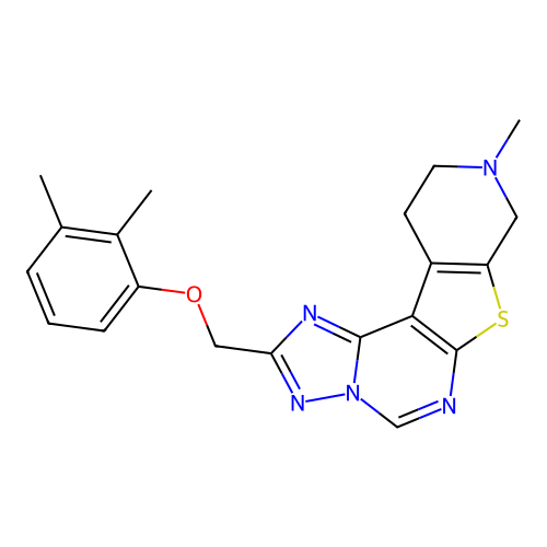 2-[(2,3-dimethylphenoxy)methyl]-9-methyl-8,9,10,11-tetrahydropyrido[4',3':4,5]thieno[3,2-e][1,2,4]triazolo[1,5-c]pyrimidine structure