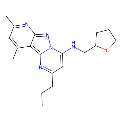 8,10-dimethyl-2-propyl-N-((tetrahydrofuran-2-yl)methyl)pyrido[2',3':3,4]pyrazolo[1,5-a]pyrimidin-4-amine structure