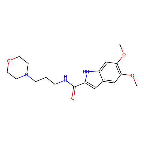 5,6-dimethoxy-N-[3-(morpholin-4-yl)propyl]-1H-indole-2-carboxamide structure
