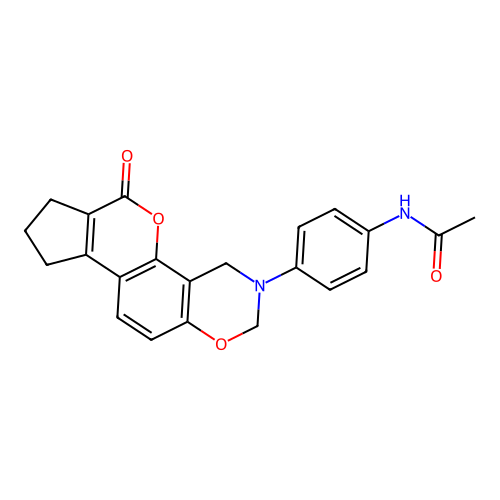 N-(4-(6-oxo-8,9-dihydro-2H-cyclopenta[3,4]chromeno[8,7-e][1,3]oxazin-3(4H,6H,7H)-yl)phenyl)acetamide structure