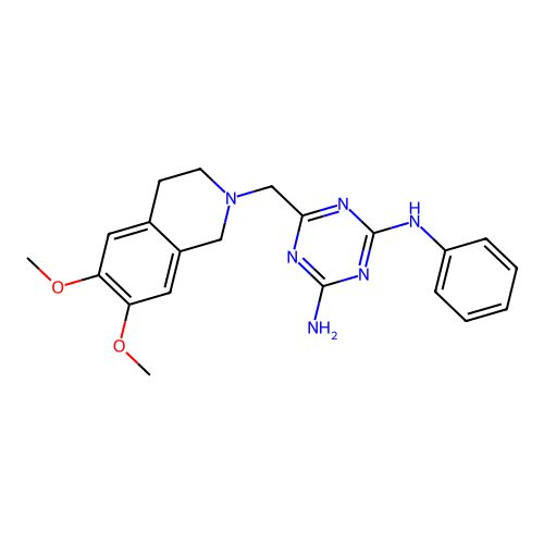 6-((6,7-dimethoxy-3,4-dihydroisoquinolin-2(1H)-yl)methyl)-N2-phenyl-1,3,5-triazine-2,4-diamine structure