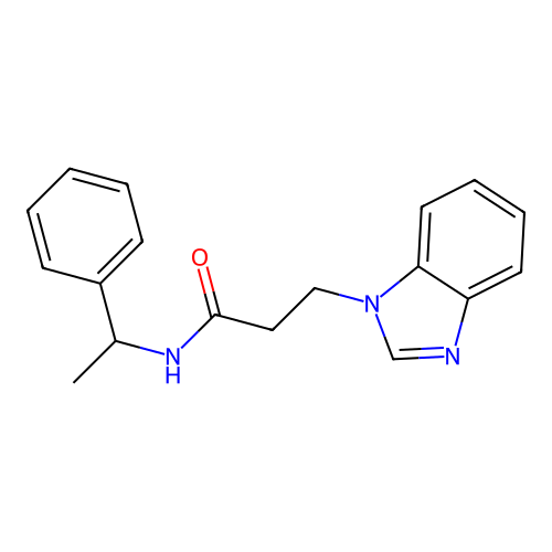 3-(1H-benzimidazol-1-yl)-N-(1-phenylethyl)propanamide structure
