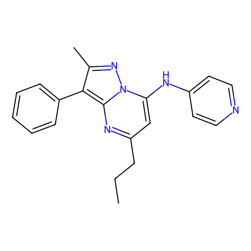 2-methyl-3-phenyl-5-propyl-N-(pyridin-4-yl)pyrazolo[1,5-a]pyrimidin-7-amine structure