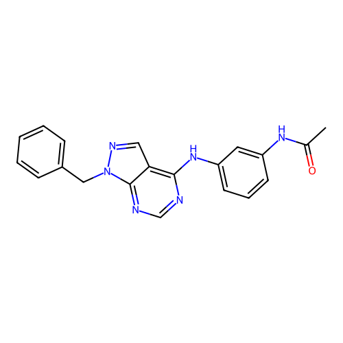 N-(3-((1-benzyl-1H-pyrazolo[3,4-d]pyrimidin-4-yl)amino)phenyl)acetamide structure