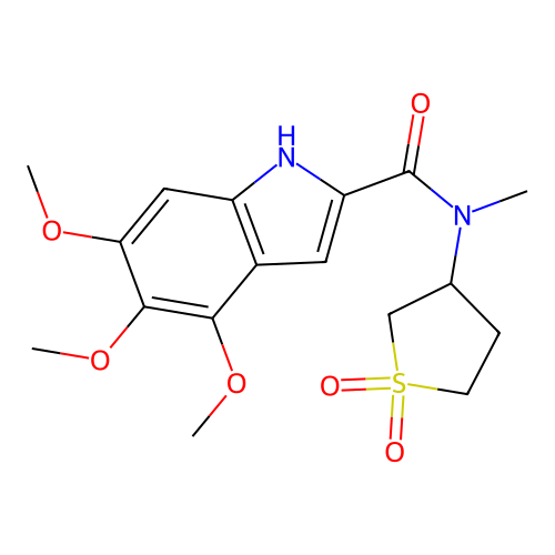 N-(1,1-dioxidotetrahydrothiophen-3-yl)-4,5,6-trimethoxy-N-methyl-1H-indole-2-carboxamide structure
