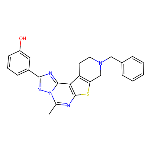 3-(9-benzyl-5-methyl-8,9,10,11-tetrahydropyrido[4',3':4,5]thieno[3,2-e][1,2,4]triazolo[1,5-c]pyrimidin-2-yl)phenol structure