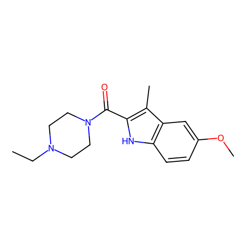 (4-ethylpiperazin-1-yl)(5-methoxy-3-methyl-1H-indol-2-yl)methanone structure