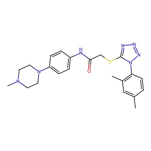 2-[1-(2,4-dimethylphenyl)tetrazol-5-yl]sulfanyl-N-[4-(4-methylpiperazin-1-yl)phenyl]acetamide structure