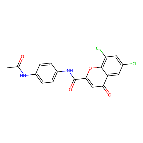 N-[4-(acetylamino)phenyl]-6,8-dichloro-4-oxo-4H-chromene-2-carboxamide structure