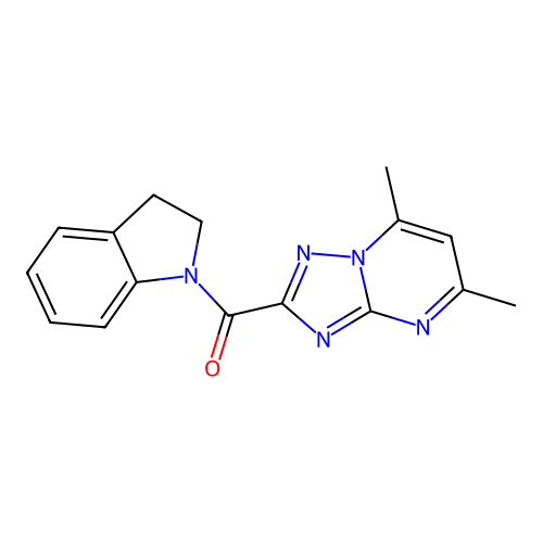 (5,7-dimethyl-[1,2,4]triazolo[1,5-a]pyrimidin-2-yl)(indolin-1-yl)methanone structure