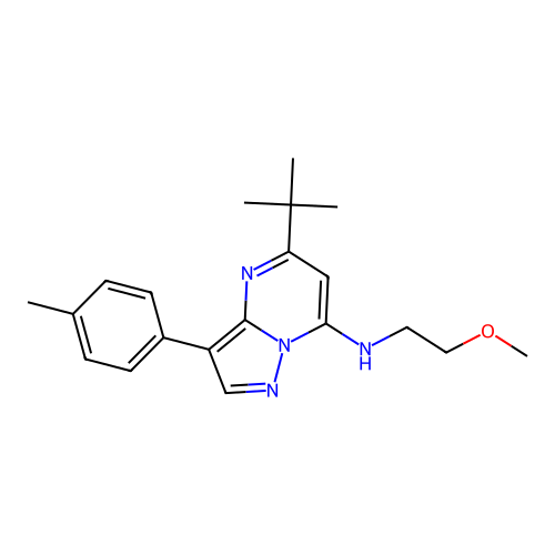 5-tert-butyl-N-(2-methoxyethyl)-3-(4-methylphenyl)pyrazolo[1,5-a]pyrimidin-7-amine structure
