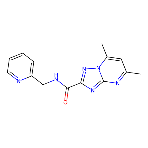 5,7-dimethyl-N-(pyridin-2-ylmethyl)-[1,2,4]triazolo[1,5-a]pyrimidine-2-carboxamide structure