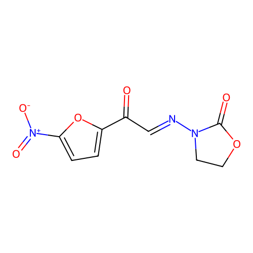 3-[[2-(5-Nitrofuran-2-yl)-2-oxoethylidene]amino]-1,3-oxazolidin-2-one structure