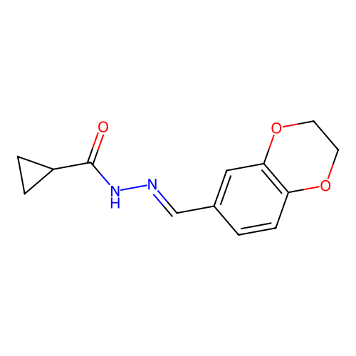 N-(2,3-dihydro-1,4-benzodioxin-6-ylmethylideneamino)cyclopropanecarboxamide structure