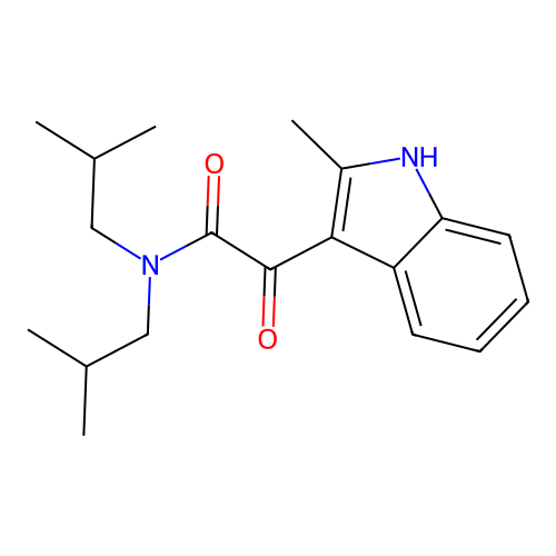 2-(2-methyl-1H-indol-3-yl)-N,N-bis(2-methylpropyl)-2-oxoacetamide structure
