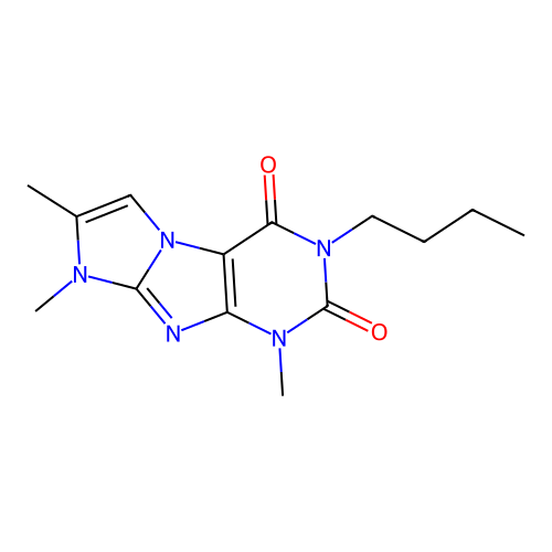 2-Butyl-4,6,7-trimethylpurino[7,8-a]imidazole-1,3-dione structure
