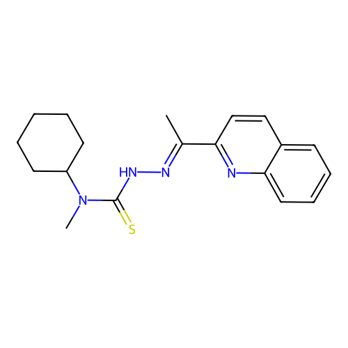 1-Cyclohexyl-1-methyl-3-(1-quinolin-2-ylethylideneamino)thiourea structure