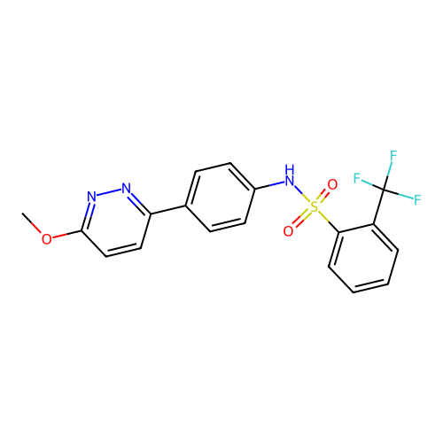 N-[4-(6-methoxypyridazin-3-yl)phenyl]-2-(trifluoromethyl)benzenesulfonamide structure