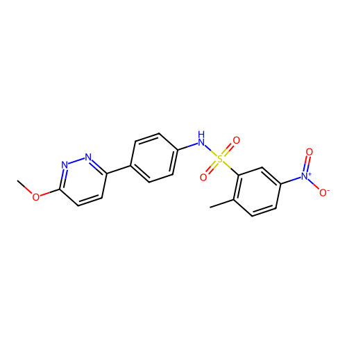 N-(4-(6-methoxypyridazin-3-yl)phenyl)-2-methyl-5-nitrobenzenesulfonamide structure