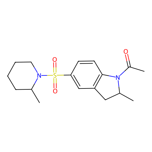 1-(2-Methyl-5-((2-methylpiperidin-1-yl)sulfonyl)indolin-1-yl)ethanone structure
