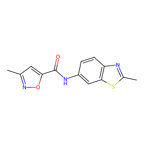 3-methyl-N-(2-methyl-1,3-benzothiazol-6-yl)-1,2-oxazole-5-carboxamide structure