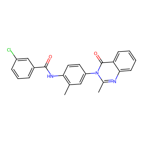 3-chloro-N-[2-methyl-4-(2-methyl-4-oxoquinazolin-3-yl)phenyl]benzamide structure