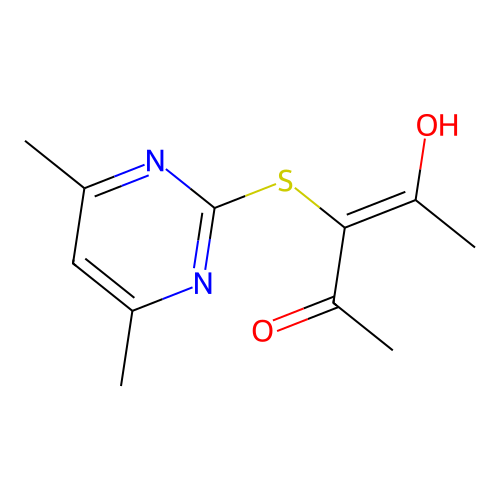 3-Penten-2-one, 3-[(4,6-dimethyl-2-pyrimidinyl)thio]-4-hydroxy- structure