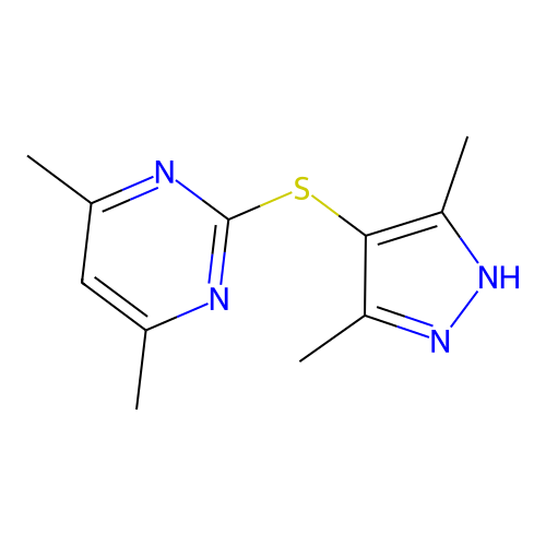 2-[(3,5-dimethyl-1H-pyrazol-4-yl)sulfanyl]-4,6-dimethylpyrimidine structure