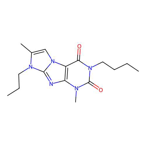 2-Butyl-4,7-dimethyl-6-propylpurino[7,8-a]imidazole-1,3-dione structure