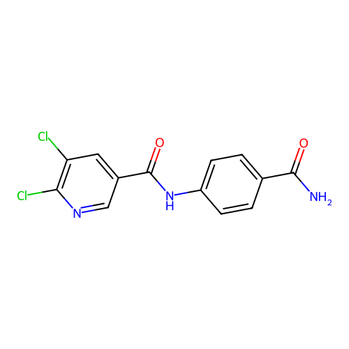 N-(4-carbamoylphenyl)-5,6-dichloropyridine-3-carboxamide structure