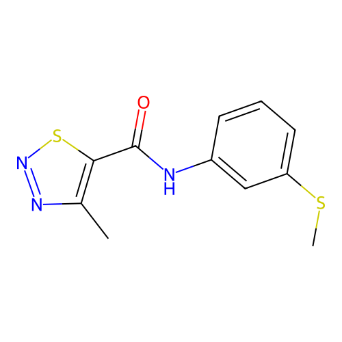 4-methyl-N-[3-(methylsulfanyl)phenyl]-1,2,3-thiadiazole-5-carboxamide structure