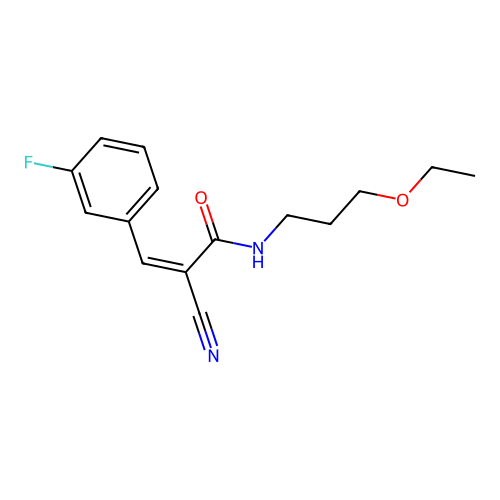 2-cyano-N-(3-ethoxypropyl)-3-(3-fluorophenyl)prop-2-enamide structure