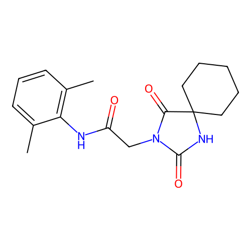 N-(2,6-dimethylphenyl)-2-(2,4-dioxo-1,3-diazaspiro[4.5]dec-3-yl)acetamide structure