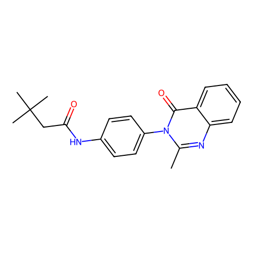 3,3-dimethyl-N-[4-(2-methyl-4-oxoquinazolin-3-yl)phenyl]butanamide structure