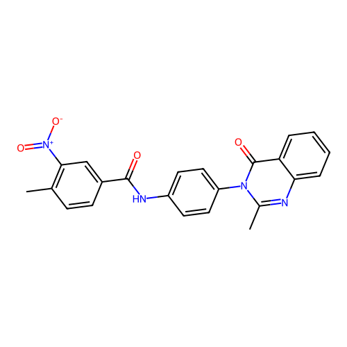4-methyl-N-[4-(2-methyl-4-oxoquinazolin-3-yl)phenyl]-3-nitrobenzamide structure