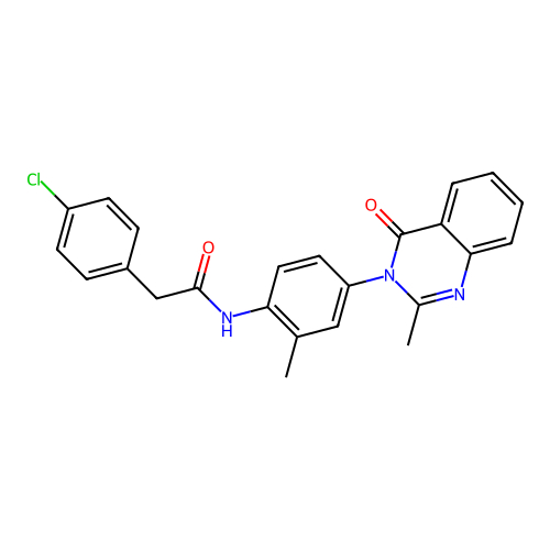 2-(4-chlorophenyl)-N-[2-methyl-4-(2-methyl-4-oxoquinazolin-3-yl)phenyl]acetamide structure