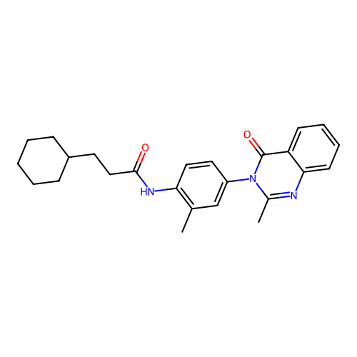 3-cyclohexyl-N-[2-methyl-4-(2-methyl-4-oxoquinazolin-3-yl)phenyl]propanamide structure