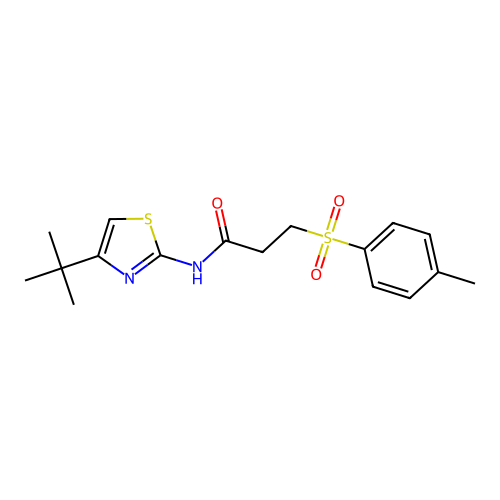 N-(4-(tert-butyl)thiazol-2-yl)-3-tosylpropanamide structure