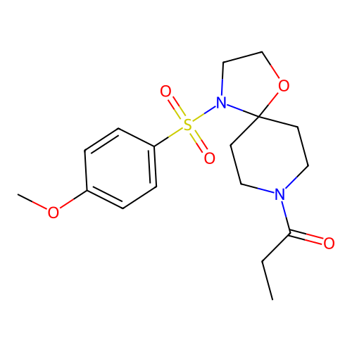 1-[4-(4-Methoxybenzenesulfonyl)-1-oxa-4,8-diazaspiro[4.5]decan-8-yl]propan-1-one structure
