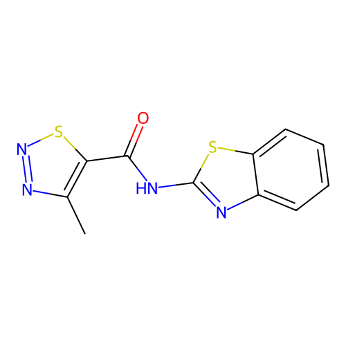 N-(1,3-benzothiazol-2-yl)-4-methyl-1,2,3-thiadiazole-5-carboxamide structure