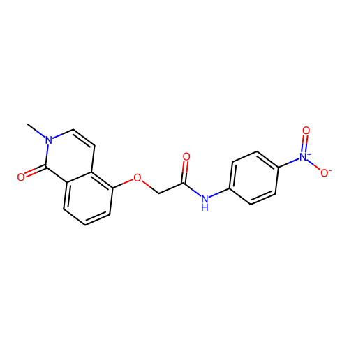 2-[(2-methyl-1-oxo-1,2-dihydroisoquinolin-5-yl)oxy]-N-(4-nitrophenyl)acetamide structure
