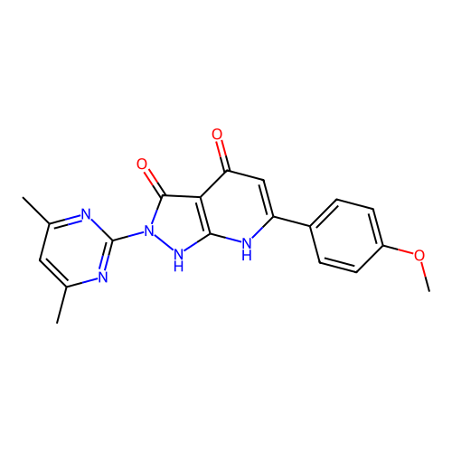 2-(4,6-dimethylpyrimidin-2-yl)-6-(4-methoxyphenyl)-1H-pyrazolo[3,4-b]pyridine-3,4(2H,7H)-dione structure