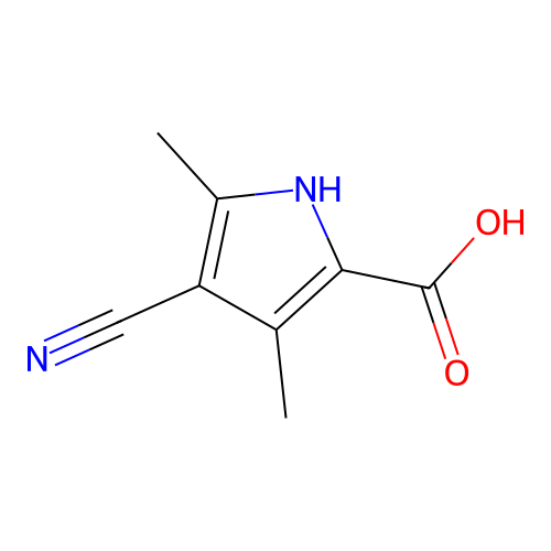 4-cyano-3,5-dimethyl-1H-pyrrole-2-carboxylic acid structure