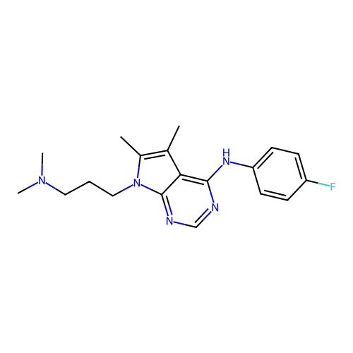 7-[3-(dimethylamino)propyl]-N-(4-fluorophenyl)-5,6-dimethylpyrrolo[2,3-d]pyrimidin-4-amine structure